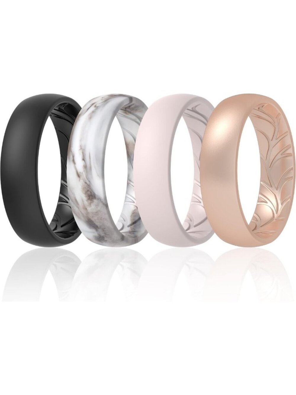 Silicone Wedding Bands for Women, Breathable Leaf Pattern Rubber Engagement